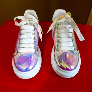 Alexander McQueen 100% Authentic sneakers transparent white iridescent Sz 7 37